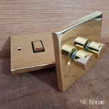 Polished Brass - Black Inserts Polished Brass 13A Fused Connection Unit With Neon With Flex - Black Trim