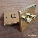 Polished Brass - Black Inserts Polished Brass 3 Gang 2 Way 400w Dimmer Light Switch