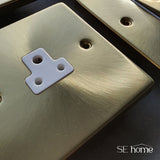 Satin Brass - White Inserts Satin Brass 13A Fused Connection Unit Switched With Neon - White Trim