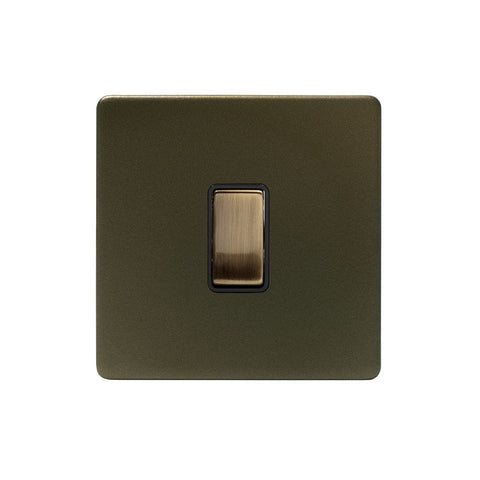 Screwless Bronze - Black Trim - Slim Plate Screwless Bronze 20A 1 Gang DP Switch Flex Outlet