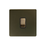 Screwless Bronze - Black Trim - Slim Plate Screwless Bronze 20A 1 Gang DP Switch