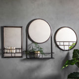 Mirrors Round Mirror With Shelf Black