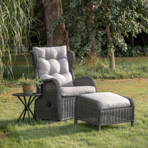 Outdoor Chairs Sonta Reclining Chair and Footstool Set Grey