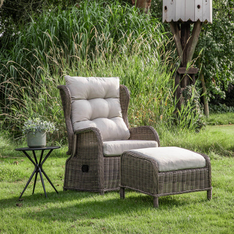 Outdoor Chairs Sonta Reclining Chair and Footstool Set Natural