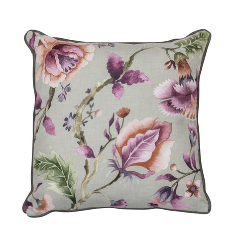 Luxurious Cushions Edwardian Floral Cushion Light Grey