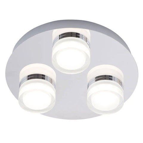 Amalfi 3 Light LED Flush Bathroom Ceiling Fitting In Aluminium Finish