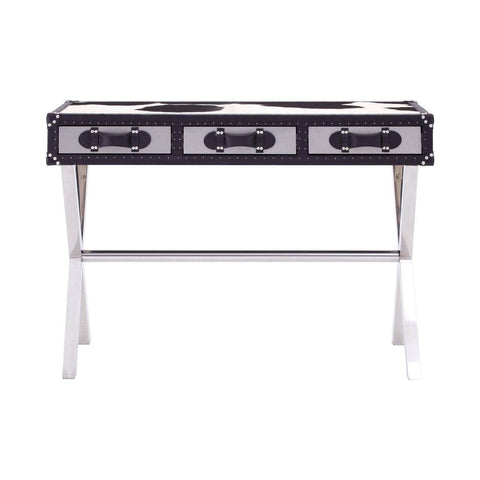 Coffee Tables Black/White Genuine Cowhide Console Table