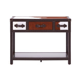 Brown/White Genuine Cowhide 3 Drawer Table - SE Home