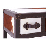 Brown/White Genuine Cowhide 3 Drawer Table - SE Home