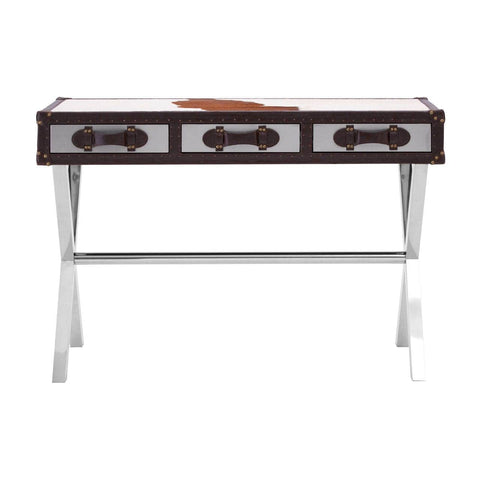 Coffee Tables Brown/White Genuine Cowhide Console Table