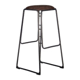 Chicago Bar Stool In Vintage Mocha With Gunmetal Legs And Faux Leather Seat - SE Home