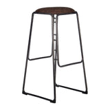 Table & Bar Stools Chicago Bar Stool In Vintage Mocha With Gunmetal Legs And Faux Leather Seat