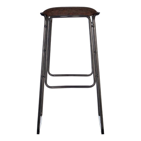 Chicago Bar Stool In Vintage Mocha With Gunmetal Legs And Faux Leather Seat - SE Home