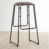 Table & Bar Stools Chicago Bar Stool In Vintage Ash With Gunmetal Legs And Faux Leather Seat
