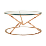 Coffee Tables Allure Corseted Round Rose Gold Coffee Table