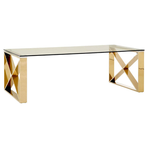 Coffee Tables Allure Champagne Gold Cross Legs Coffee Table