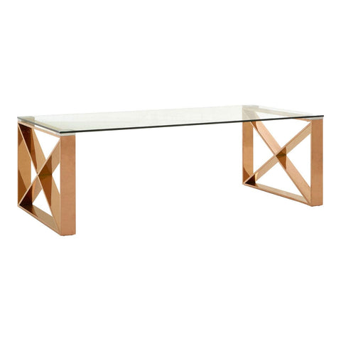 Allure Rose Gold Cross Legs Coffee Table - SE Home
