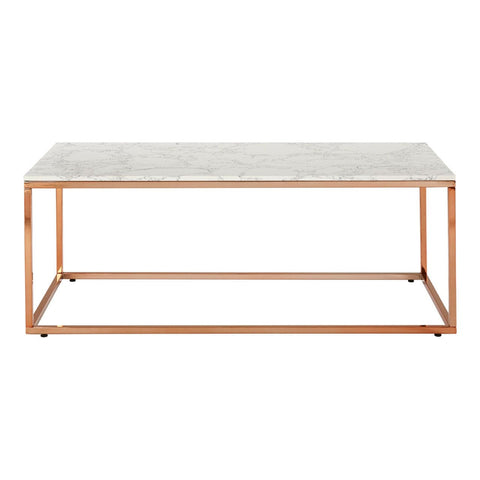 Allure Rectangular White Marble Coffee Table - SE Home