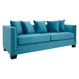 Sofia 3 Seater Cyan Blue Velvet Sofa - SE Home