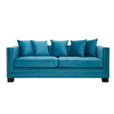 Sofia 3 Seater Cyan Blue Velvet Sofa - SE Home