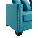 Sofia 3 Seater Cyan Blue Velvet Sofa - SE Home