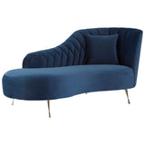 Rene Dark Blue Velvet Right Arm Chaise Longue - SE Home