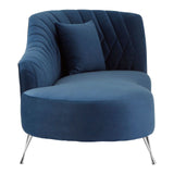 Rene Dark Blue Velvet Right Arm Chaise Longue - SE Home