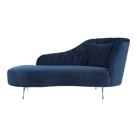 Chaises Rene Dark Blue Velvet Right Arm Chaise Longue