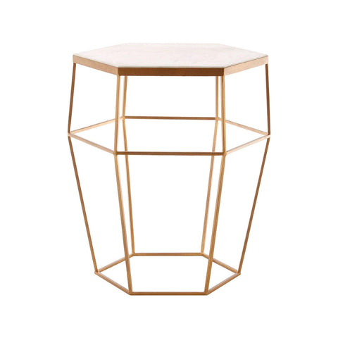 Shalimar Hexagonal Marble Top Side Table - SE Home