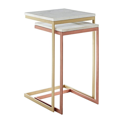Nirav White Marble Tops Nesting Tables - SE Home
