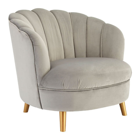 Odeon Grey Velvet Chair With Gold Wood Legs - SE Home