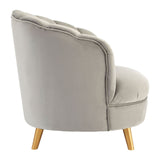 Odeon Grey Velvet Chair With Gold Wood Legs - SE Home