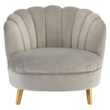 Odeon Grey Velvet Chair With Gold Wood Legs - SE Home