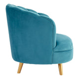 Odeon Blue Velvet Chair With Gold Wood Legs - SE Home
