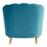 Odeon Blue Velvet Chair With Gold Wood Legs - SE Home