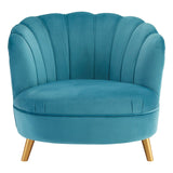 Odeon Blue Velvet Chair With Gold Wood Legs - SE Home