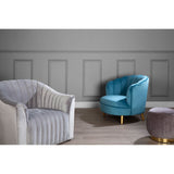 Odeon Blue Velvet Chair With Gold Wood Legs - SE Home