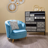 Odeon Blue Velvet Chair With Gold Wood Legs - SE Home