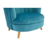 Odeon Blue Velvet Chair With Gold Wood Legs - SE Home