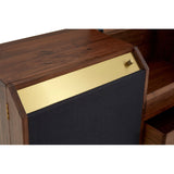 Cabinets & Storage Kenso Sideboard In Walnut Wood With A Brass Finish And Black Fabric Facings