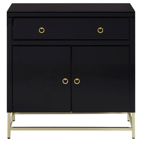 Kensington Townhouse Cabinet Black Gold Mirrored Polish Finish
