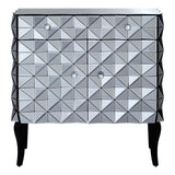 Soho 2 Drawer Cabinet In Silver Glass With 3D Mirror Effect - SE Home