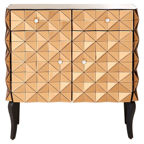 Soho 2 Drawer Cabinet In Copper Glass With 3D Mirror Effect - SE Home
