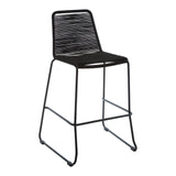 Sisal Bar Chair With Steel Frame In Black Rope Style - SE Home