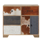 Marwar Tall Sideboard In Mango Wood With Genuine Leather - SE Home