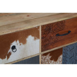 Marwar Tall Sideboard In Mango Wood With Genuine Leather - SE Home