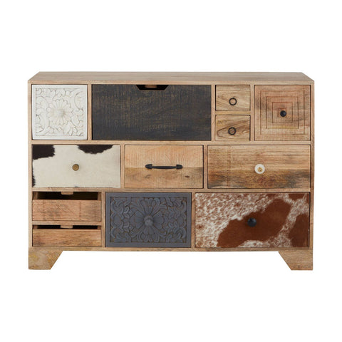 Marwar Large TallSideboard InMango Wood With Genuine Leather - SE Home