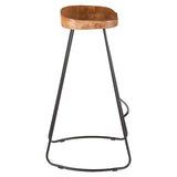 Pedro Bar Stool In Acacia Wood With Black Powder Coated Iron - SE Home