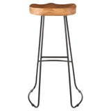 Pedro Bar Stool In Acacia Wood With Black Powder Coated Iron - SE Home