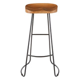 Pedro Bar Stool In Acacia Wood With Black Powder Coated Iron - SE Home